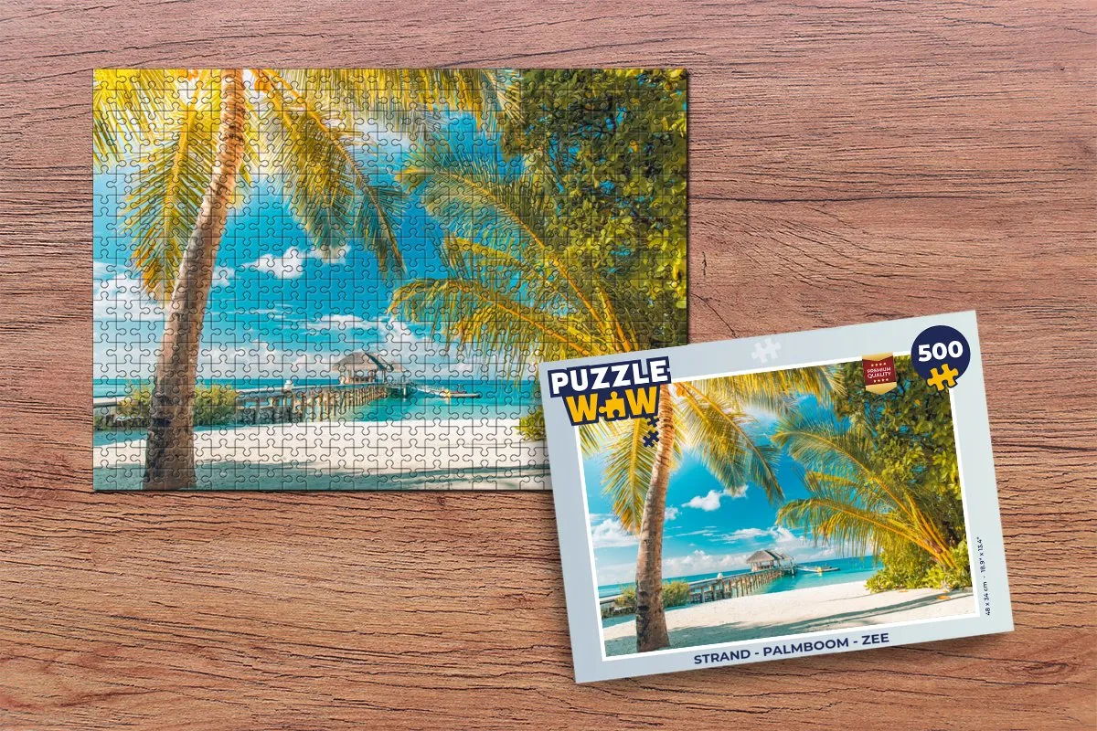 PuzzleWow Strand Palmboom Zee Legpuzzel 500 Stuks - Multicolor