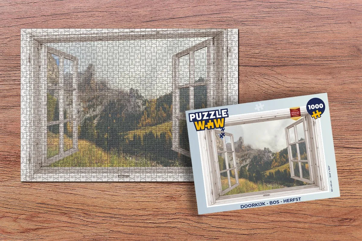 PuzzleWow Doorkijk Bos Herfst Legpuzzel 1000 Stuks - Multicolor