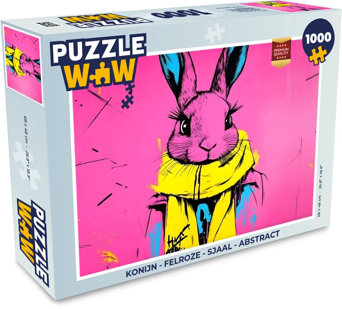 PuzzleWow Konijn Sjaal Legpuzzel 1000 Stuks - Felroze
