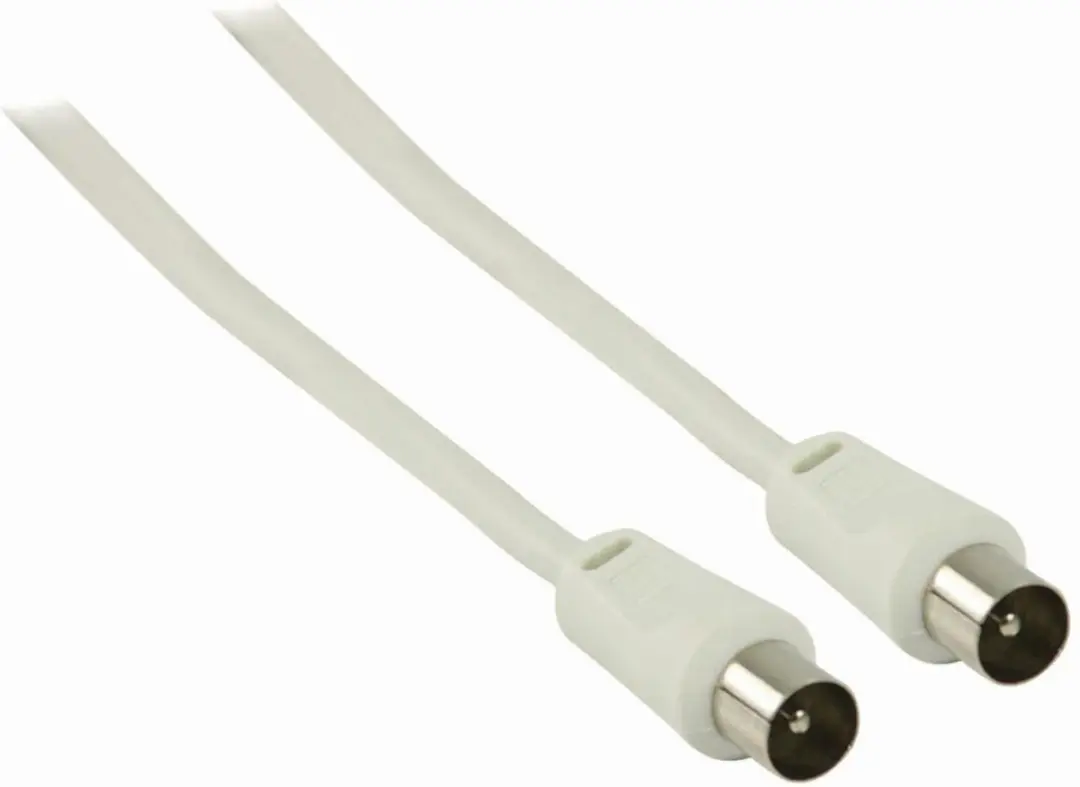 Nedis Coaxkabel - IEC (Coax) Male - IEC (Coax) Male - Vernikkeld - 90 dB - 75 Ohm - Dubbel Afgeschermd - 3.00 m - Rond - PVC - Wit - Label