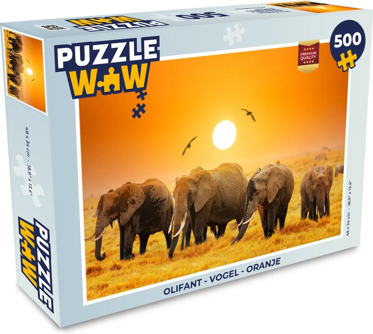 PuzzleWow Olifant Vogel Legpuzzel 500 Stuks
