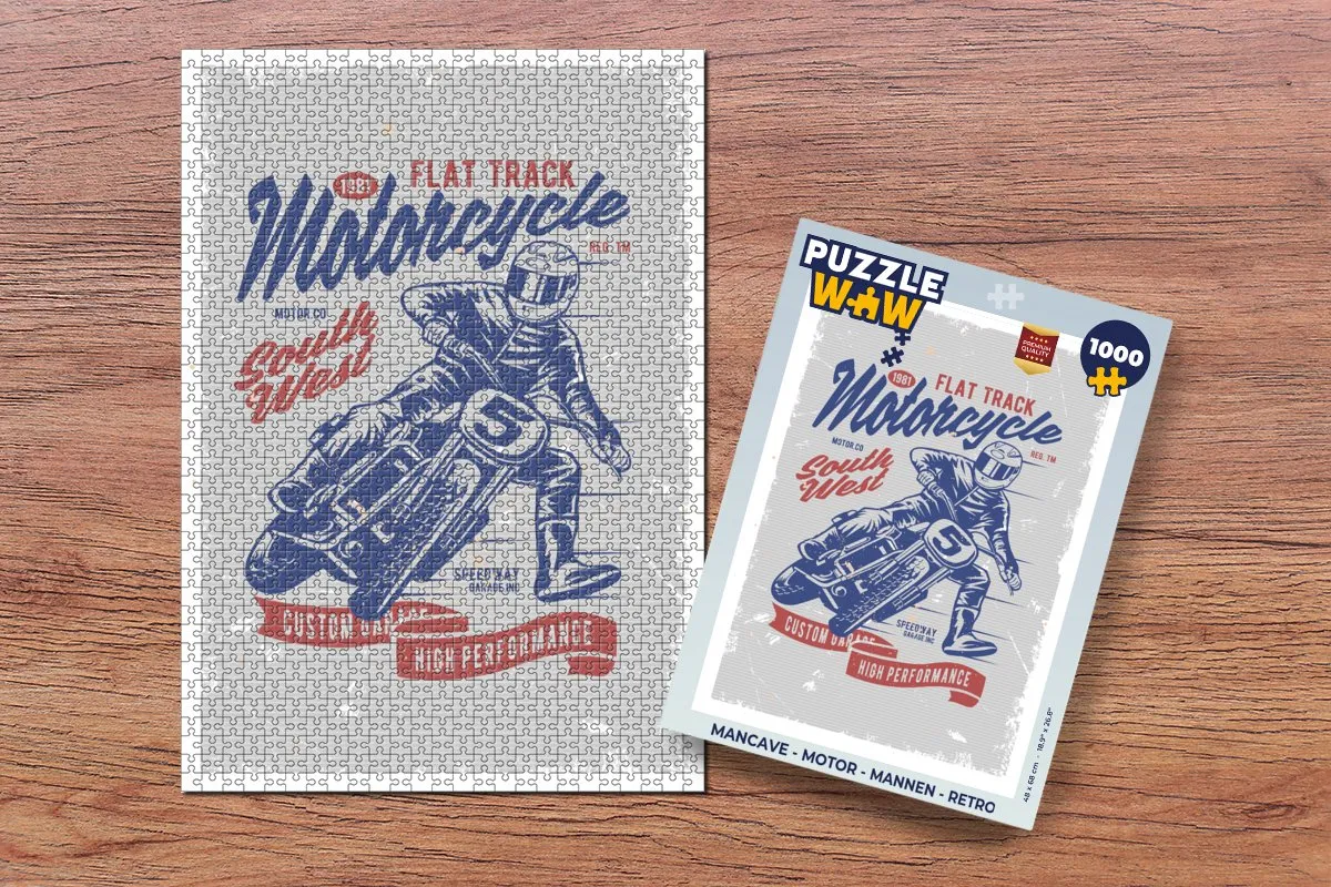 PuzzleWow Mancave Motor Legpuzzel 1000 Stuks - Multicolor