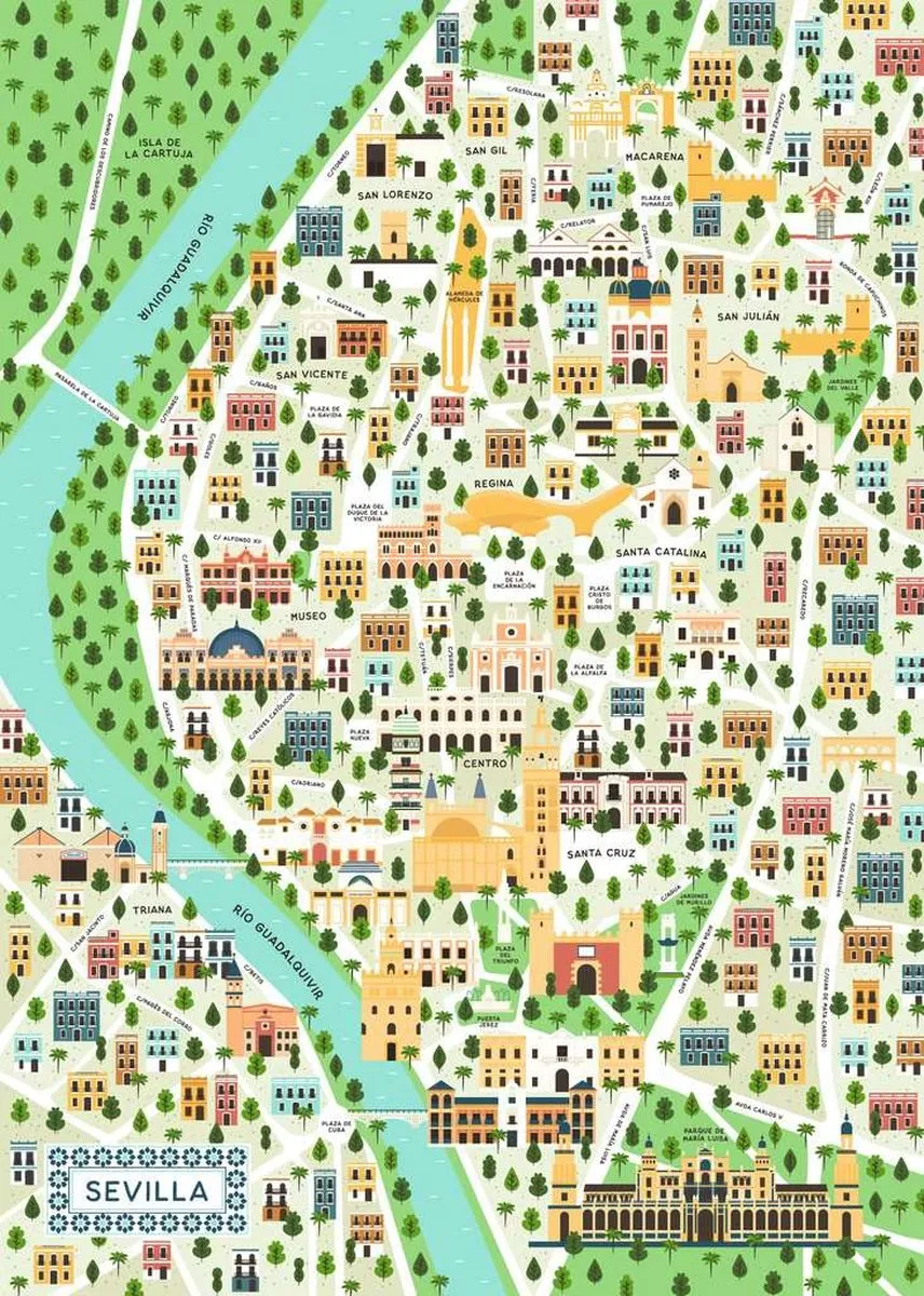 Ravensburger Map of Seville Legpuzzel 1000 Stuks - Multicolor