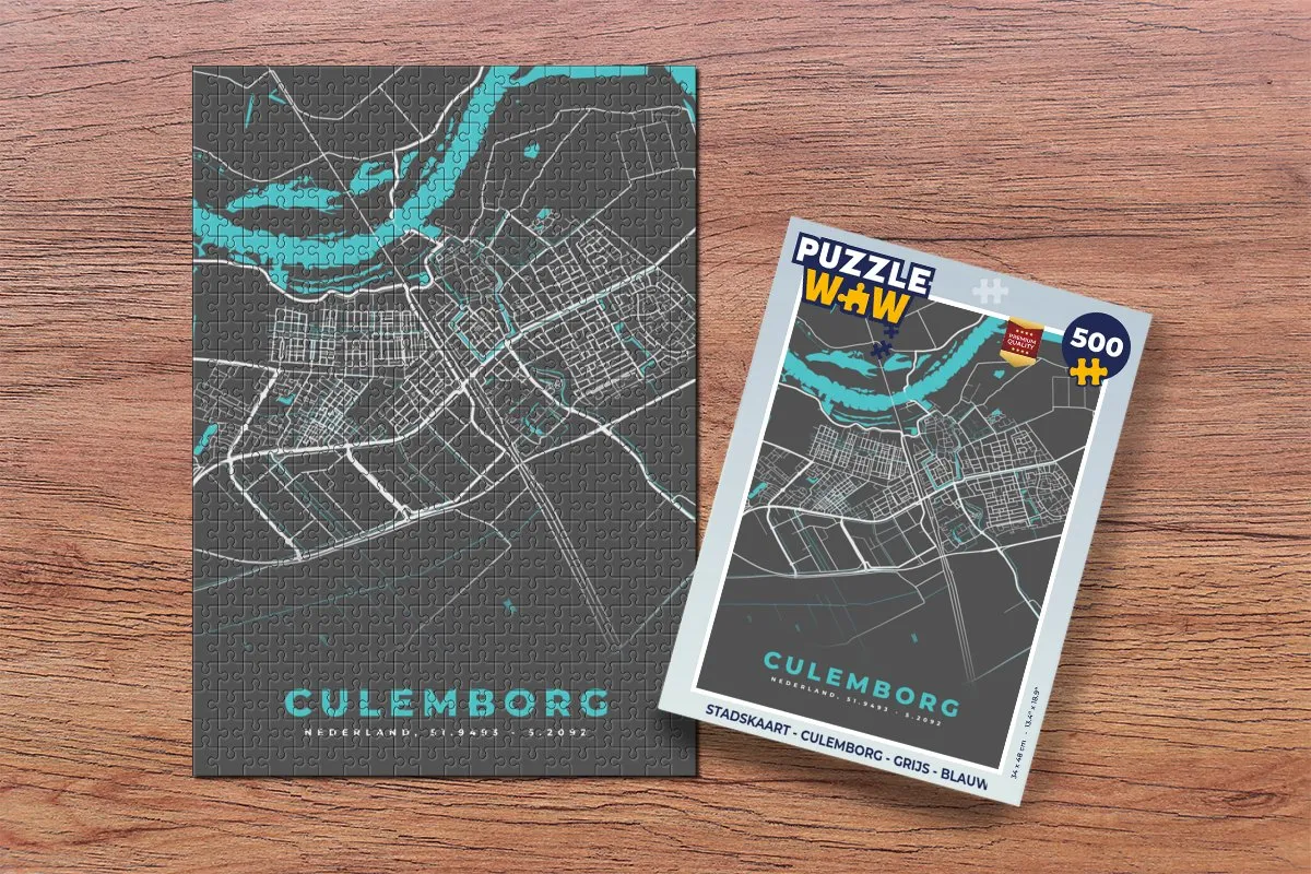 PuzzleWow Stadskaart Culemborg Legpuzzel 500 Stuks - Multicolor