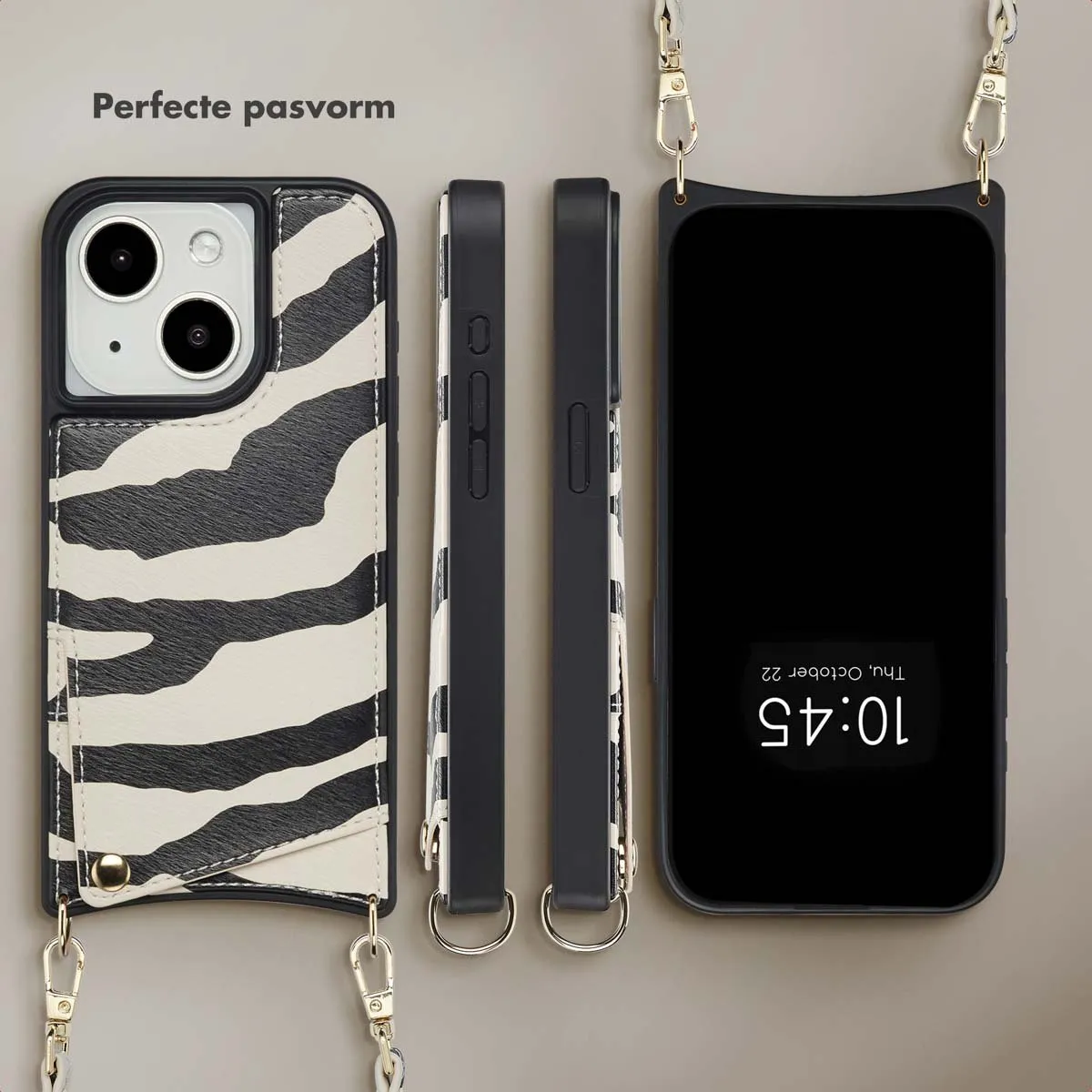 Selencia Hoesje iPhone 15 Zazzy Zebra - 2 Pasjes - afbeelding 6 van 6