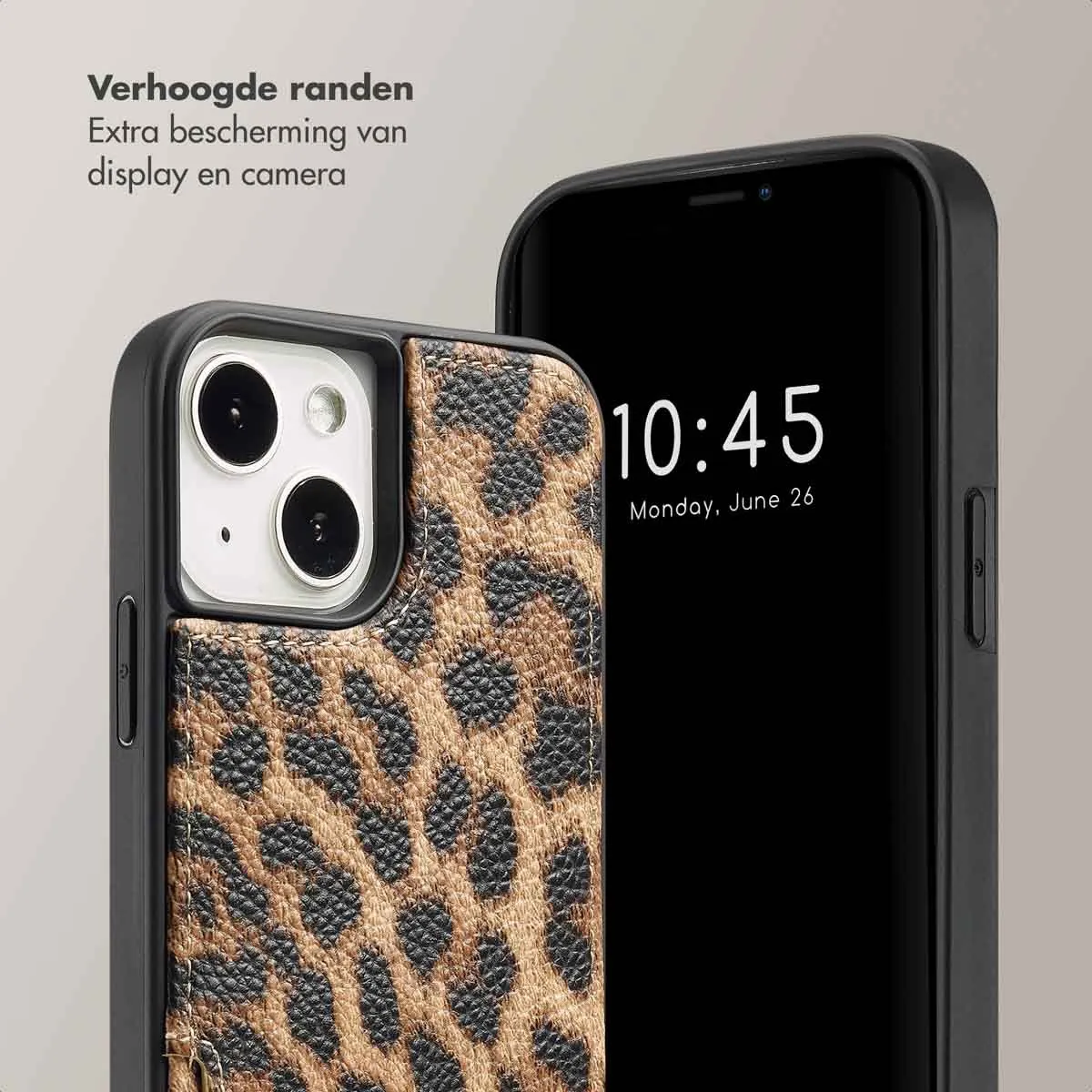 Selencia iPhone 14/13 Hoesje - Leopard - 2 Pasjes