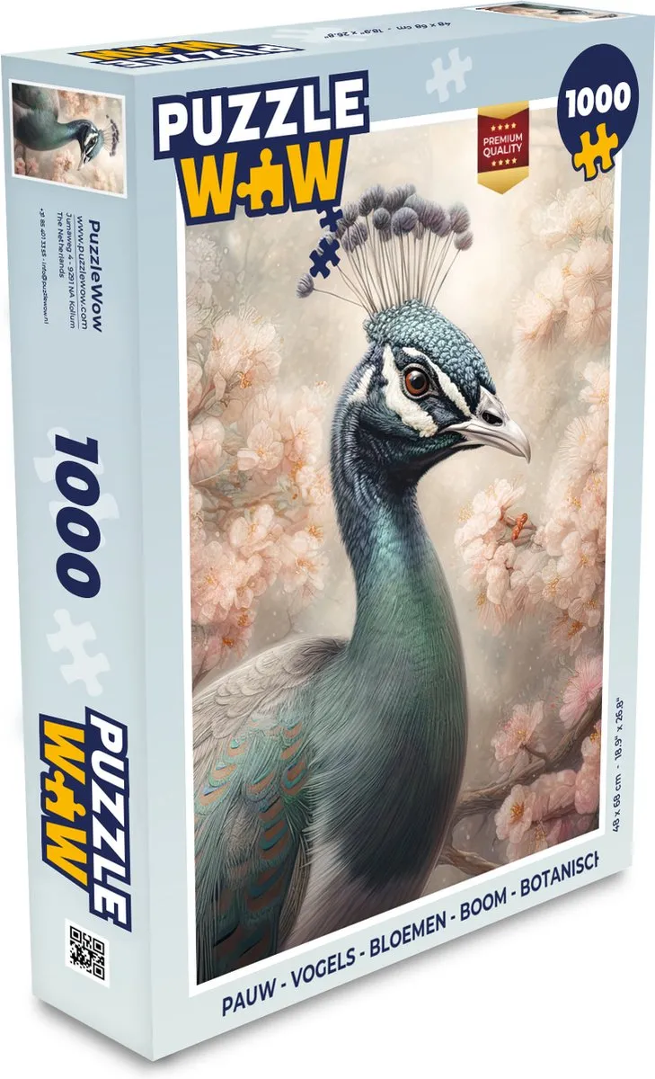 PuzzleWow Vogels Bloemen Boom Botanisch Legpuzzel 1000 Stuks - Multicolor