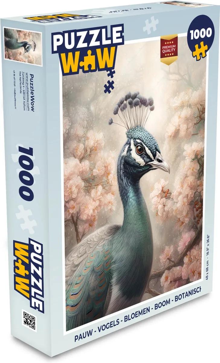 PuzzleWow Vogels Bloemen Boom Botanisch Legpuzzel 1000 Stuks - Multicolor