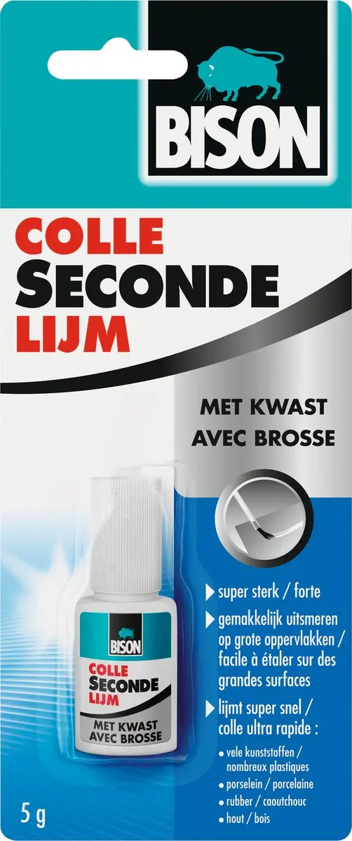 Bison Secondelijm Vloeibaar met kwast, sterke secondelijm, met aanbrengkwast, va
