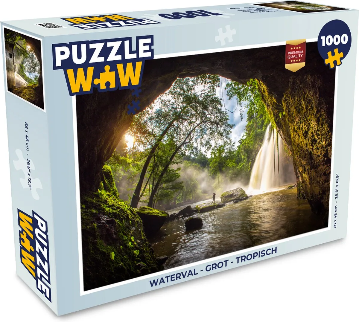 PuzzleWow Doorkijk Waterval Grot Legpuzzel 1000 Stuks - Multicolor