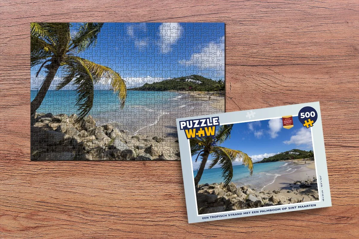 PuzzleWow Legpuzzel Tropisch Strand Sint Maarten 500 Stuks - Multicolor