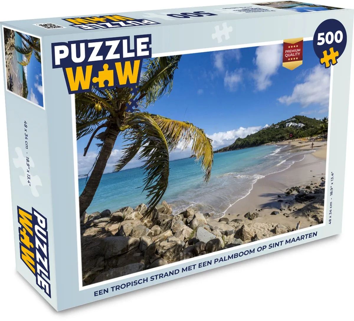 PuzzleWow Legpuzzel Tropisch Strand Sint Maarten 500 Stuks - Multicolor
