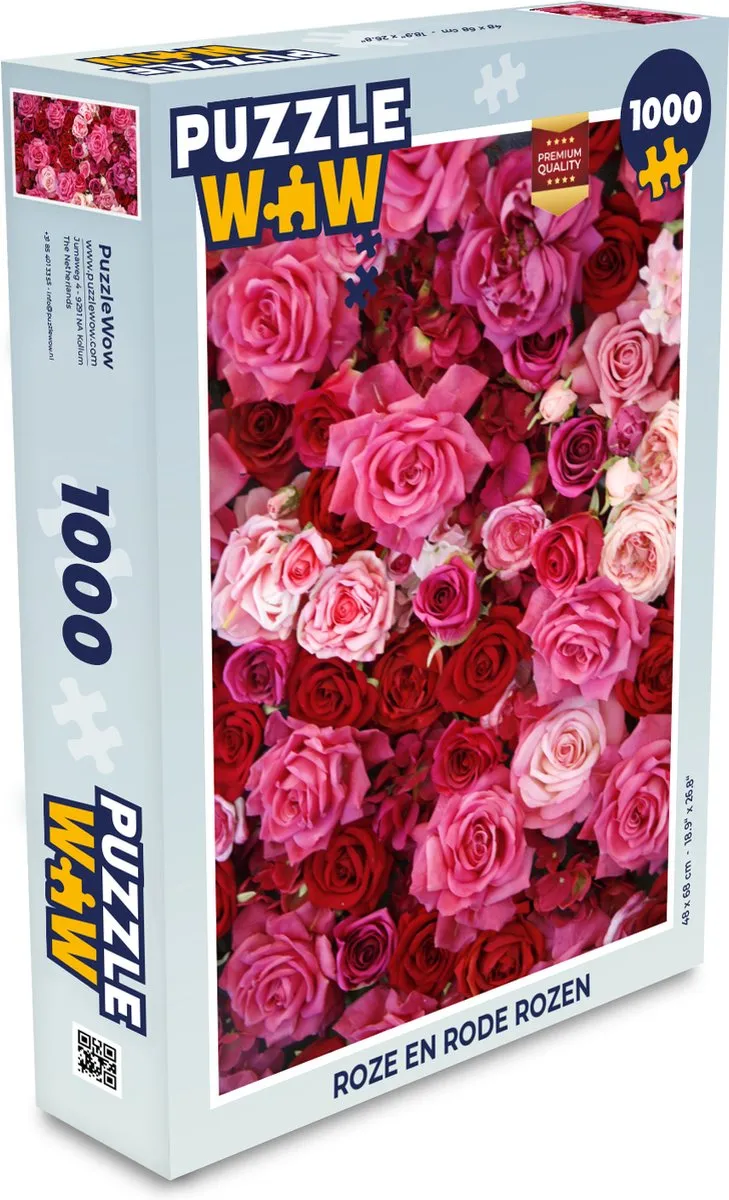 PuzzleWow Roze en Rode Rozen Legpuzzel 1000 Stuks