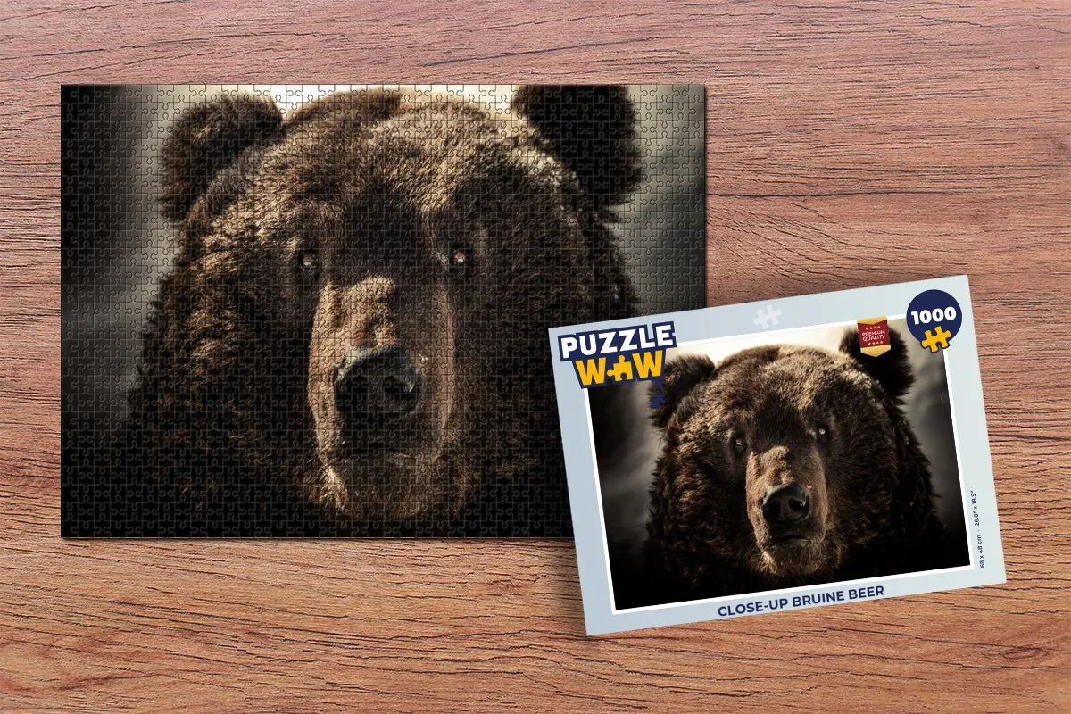 PuzzleWow Close-up Bruine Beer Legpuzzel 1000 Stuks - Multicolor