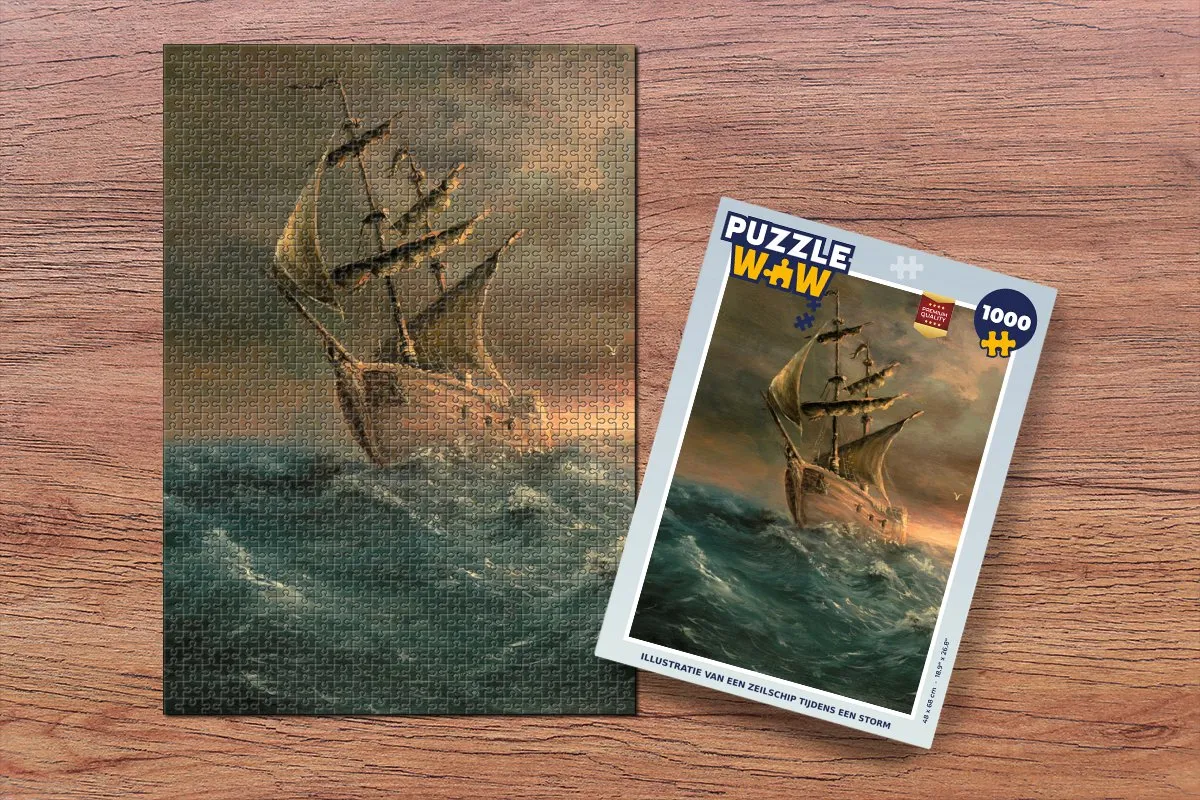PuzzleWow Legpuzzel Zeilschip Storm 1000 Stuks - Multicolor