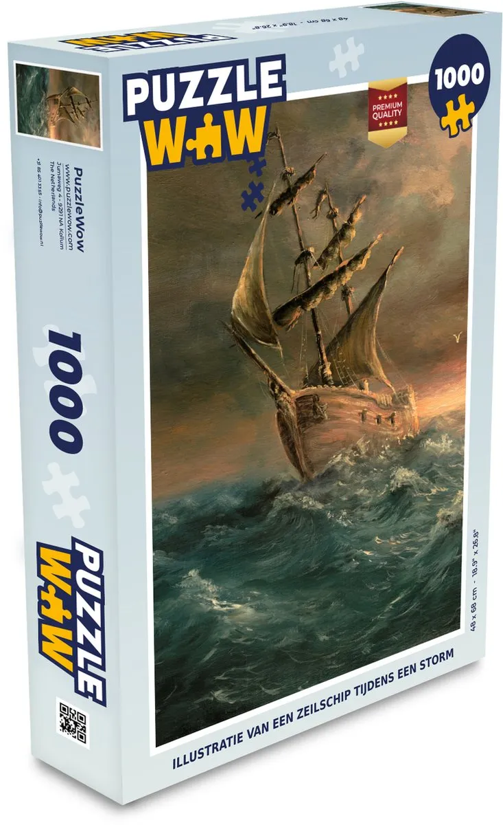 PuzzleWow Legpuzzel Zeilschip Storm 1000 Stuks