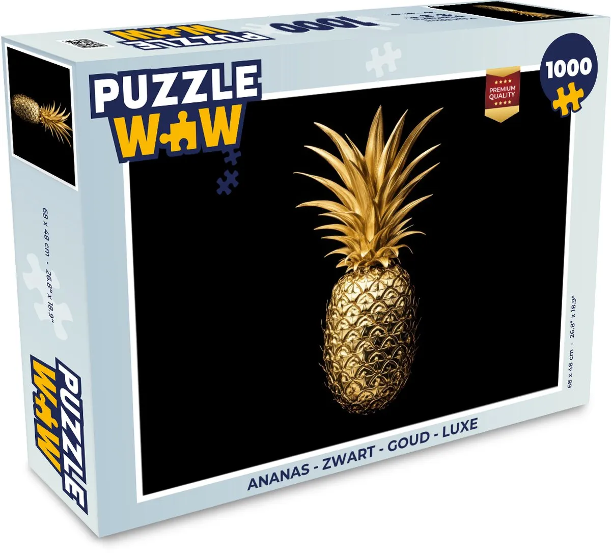PuzzleWow Ananas Puzzel 1000 Stuks - Zwart/Goud Luxe