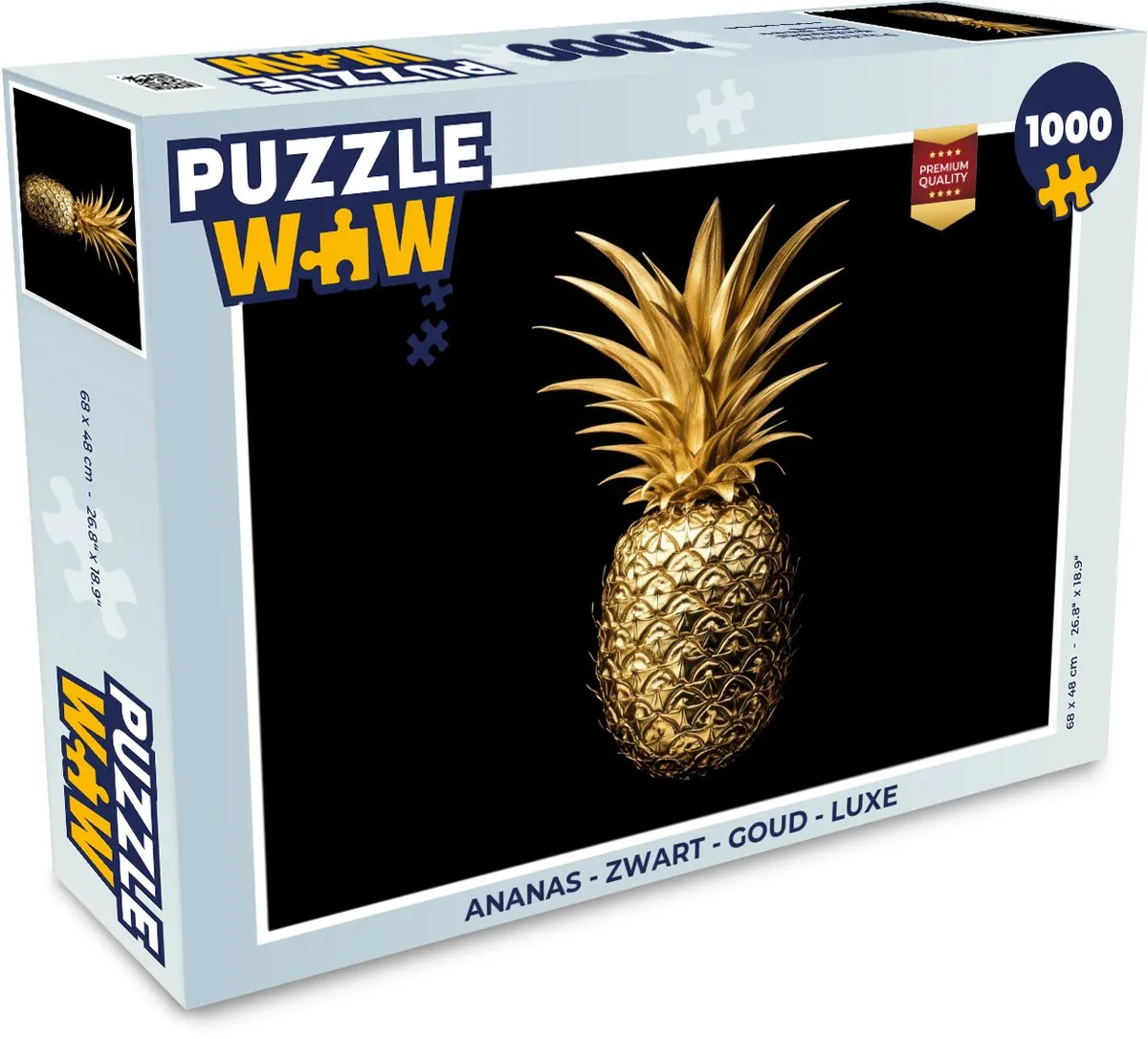 PuzzleWow Ananas Puzzel 1000 Stuks - Zwart/Goud Luxe