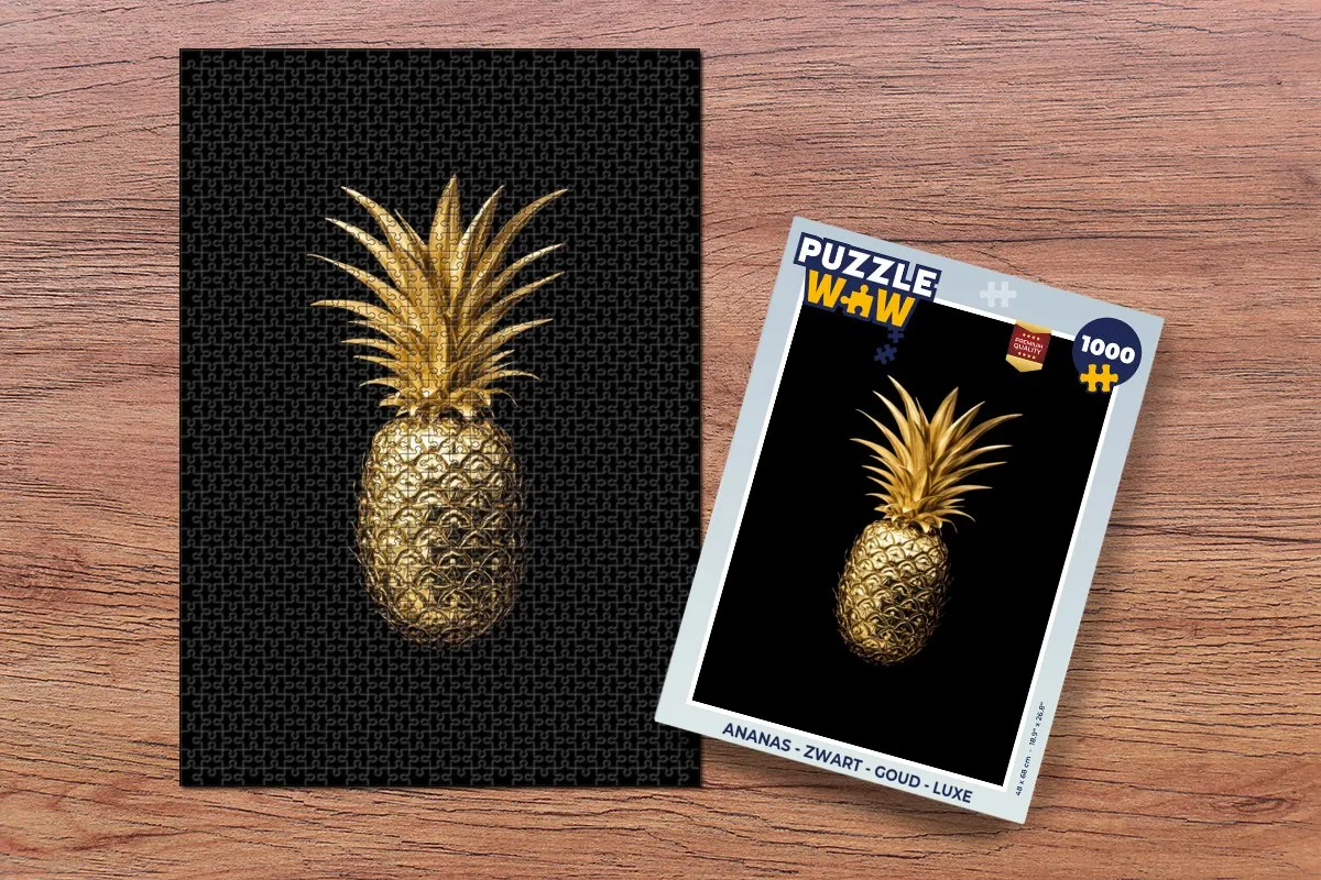 PuzzleWow Ananas Puzzel 1000 Stuks - Zwart/Goud Luxe