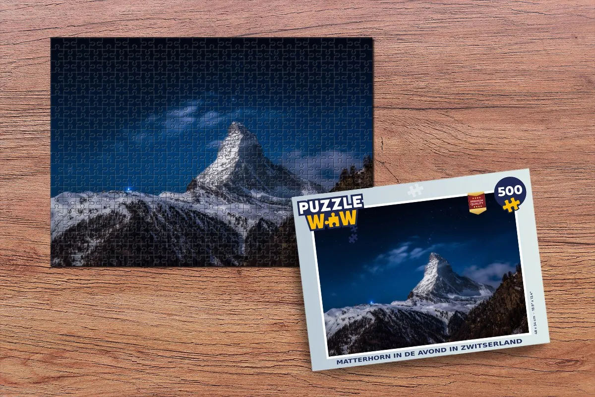 PuzzleWow Matterhorn Avond in Zwitserland Legpuzzel 500 Stuks - Multicolor