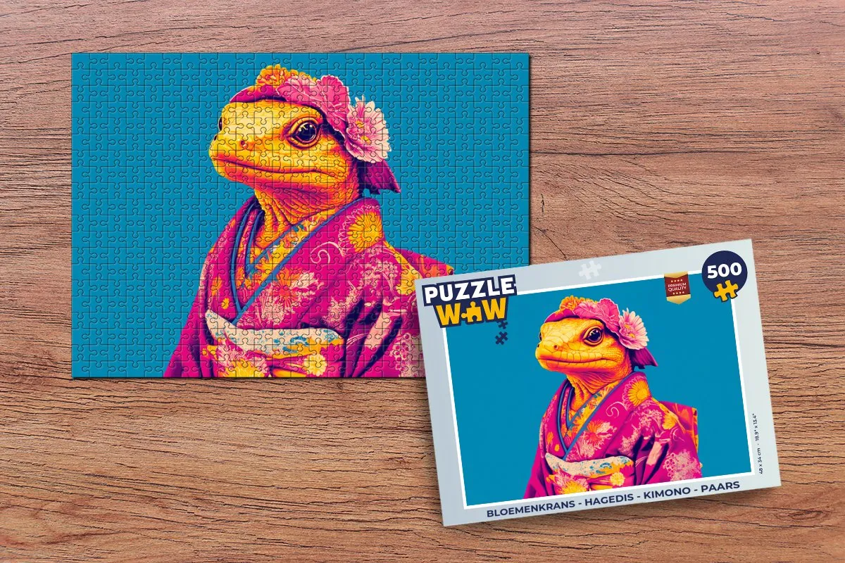 PuzzleWow Bloemenkrans Hagedis Legpuzzel 500 Stuks - Paars