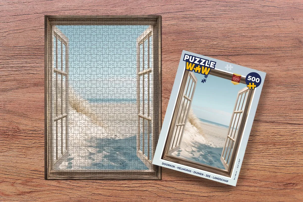 PuzzleWow Legpuzzel 500 Stuks - Helmgras Duinen Zee Landschap