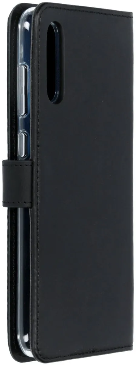 Selencia Hoesje Samsung Galaxy A70 - Echt Lederen Bookcase 3 Stuks - Zwart
