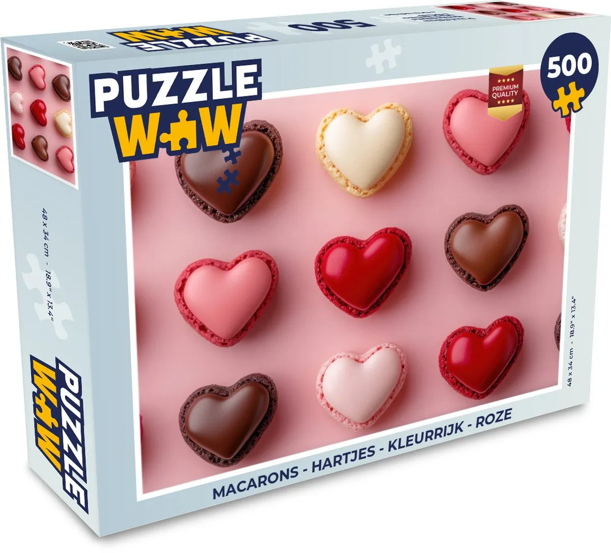 PuzzleWow Macarons Hartjes Legpuzzel 500 Stuks