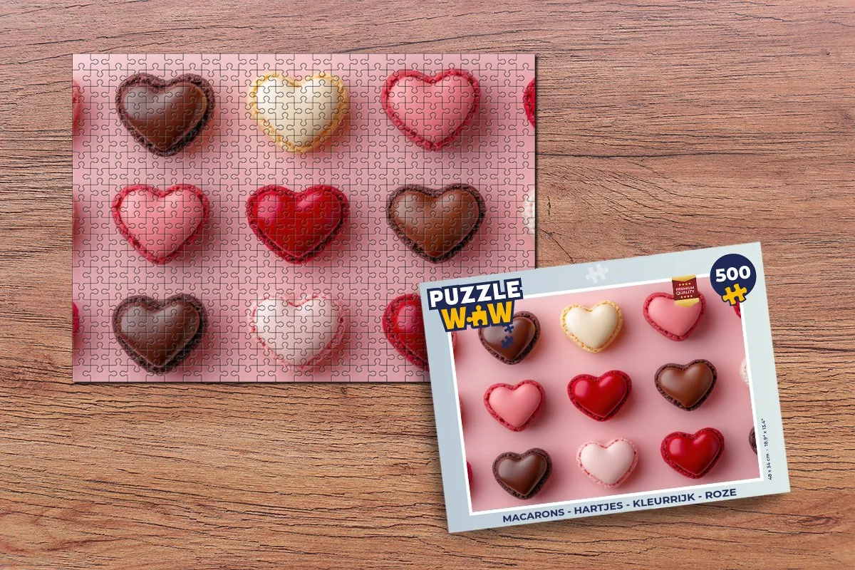 PuzzleWow Macarons Hartjes Legpuzzel 500 Stuks - Kleurrijk