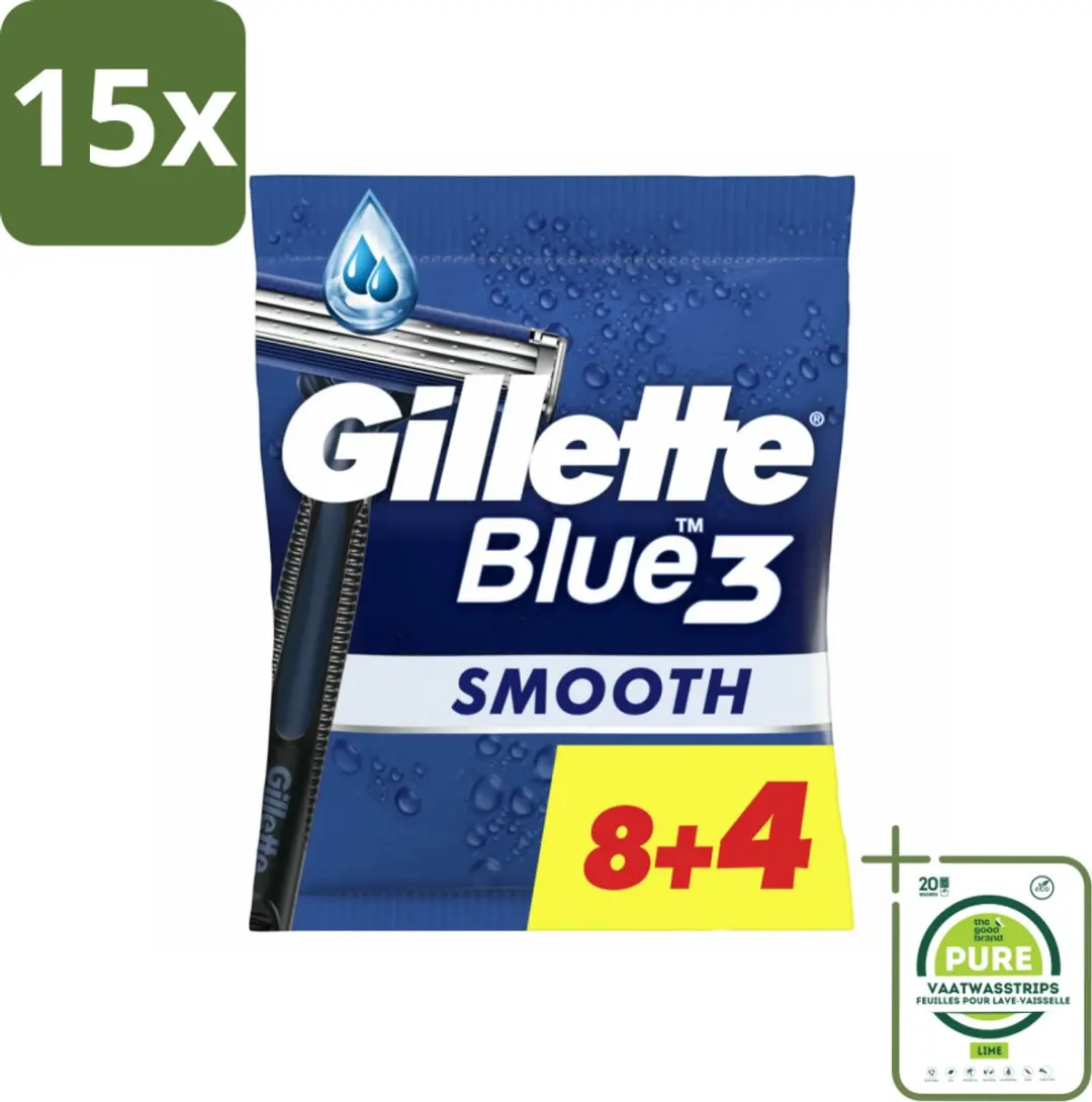 15 x Gillette Wegwerpmesjes Blue III 12 stuks per verpakking