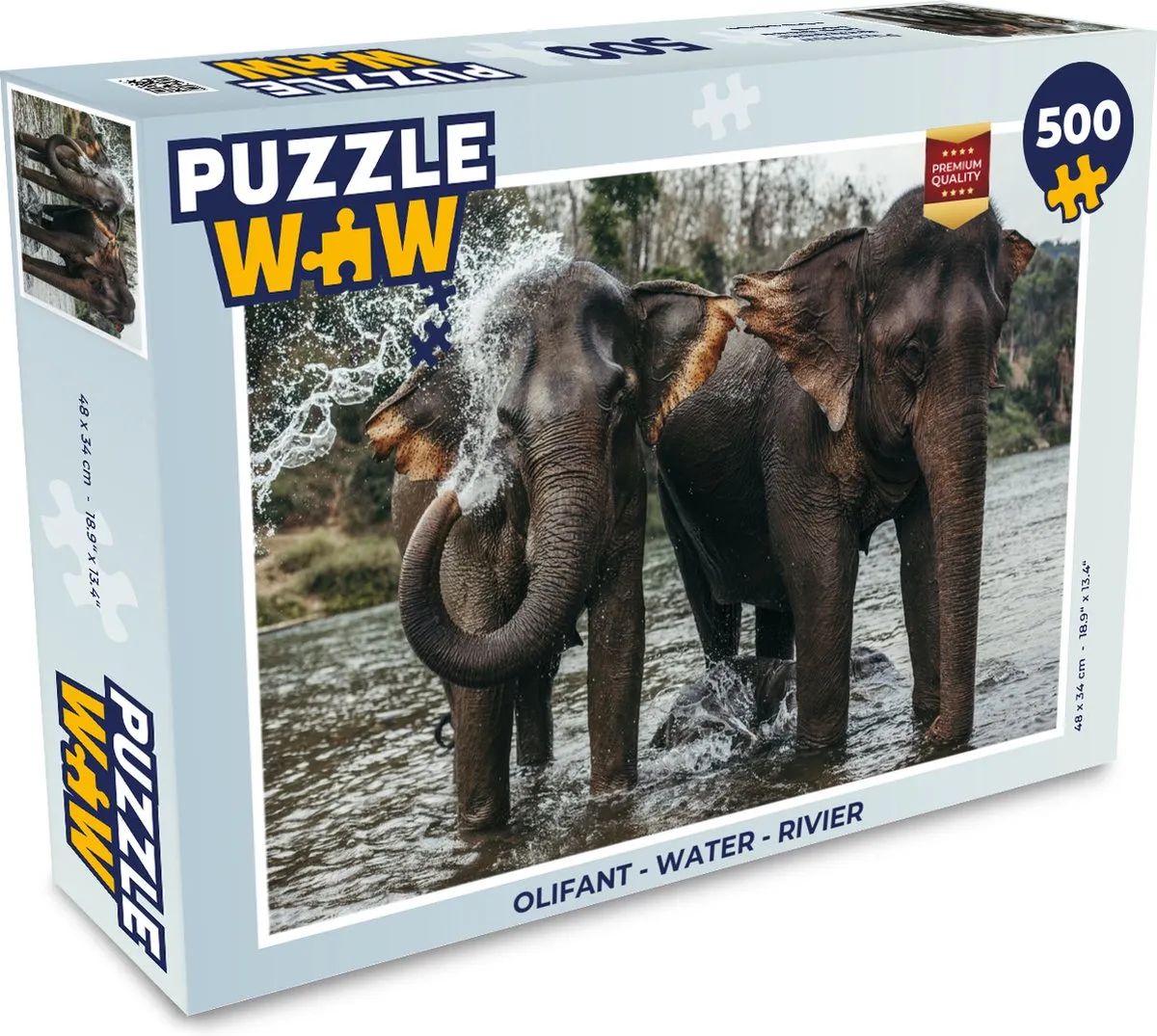 PuzzleWow Legpuzzel Olifant Rivier 500 Stuks