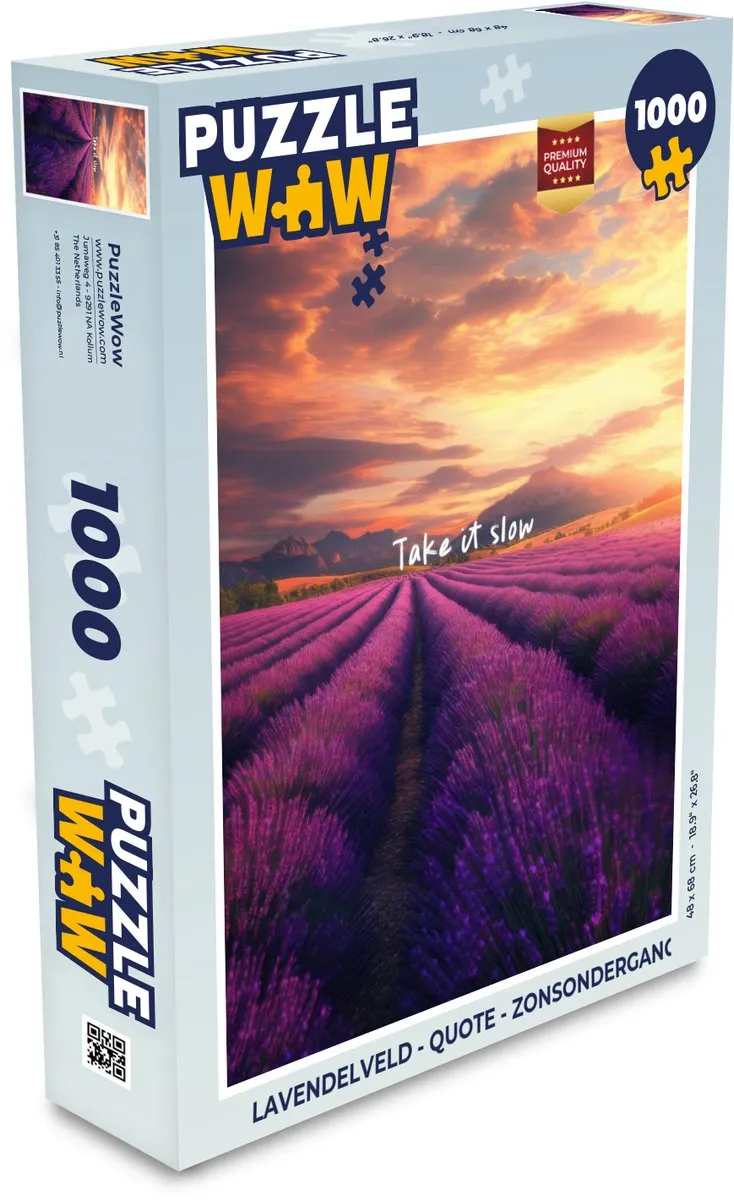PuzzleWow Lavendelveld Quote Legpuzzel 1000 Stuks