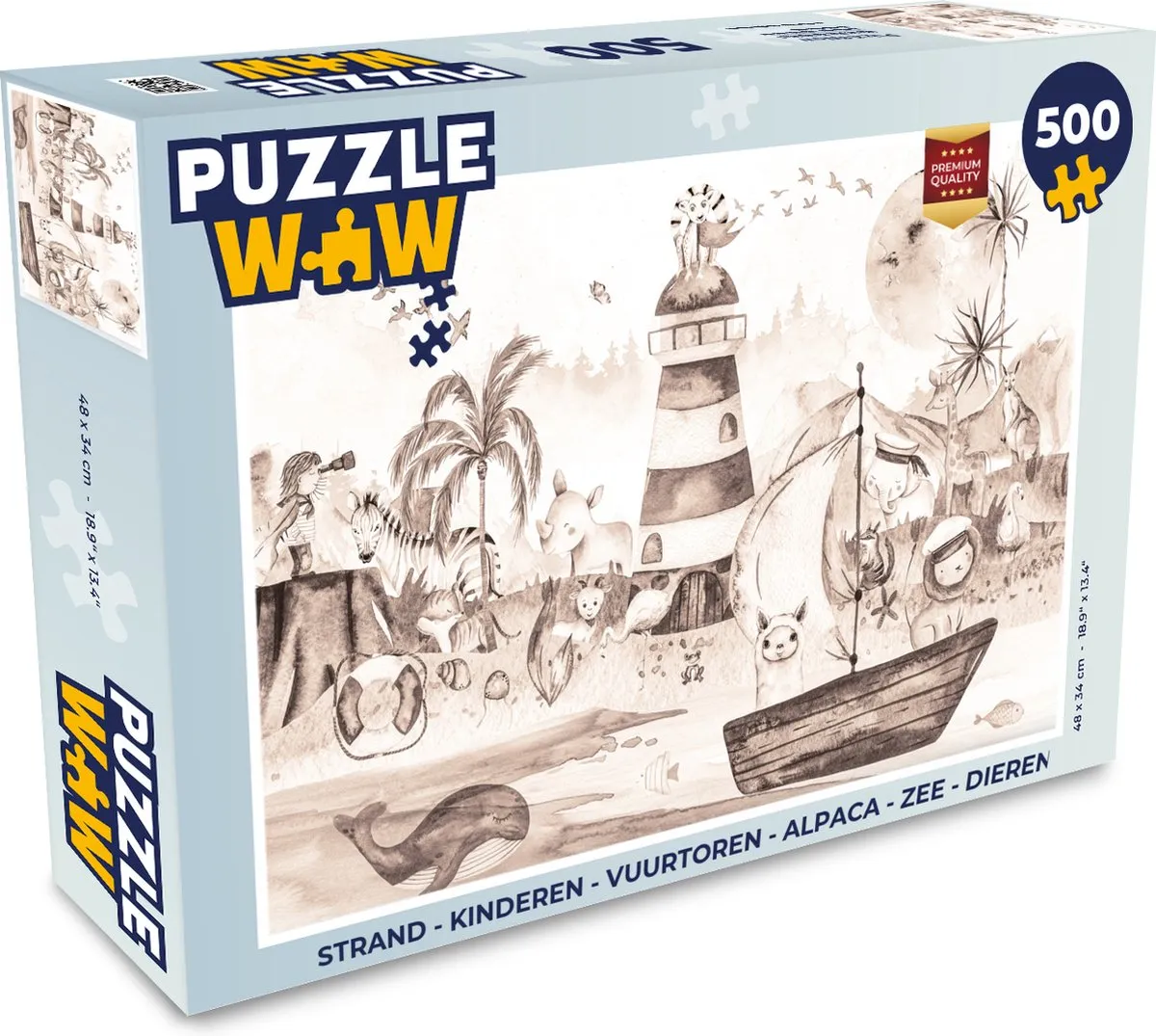 PuzzleWow Strand Vuurtoren Legpuzzel 500 Stuks - Multicolor