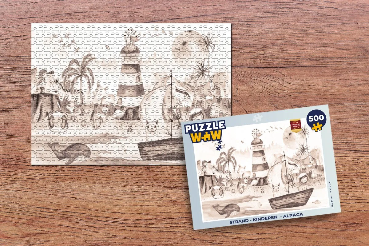 PuzzleWow Strand Vuurtoren Legpuzzel 500 Stuks - Multicolor