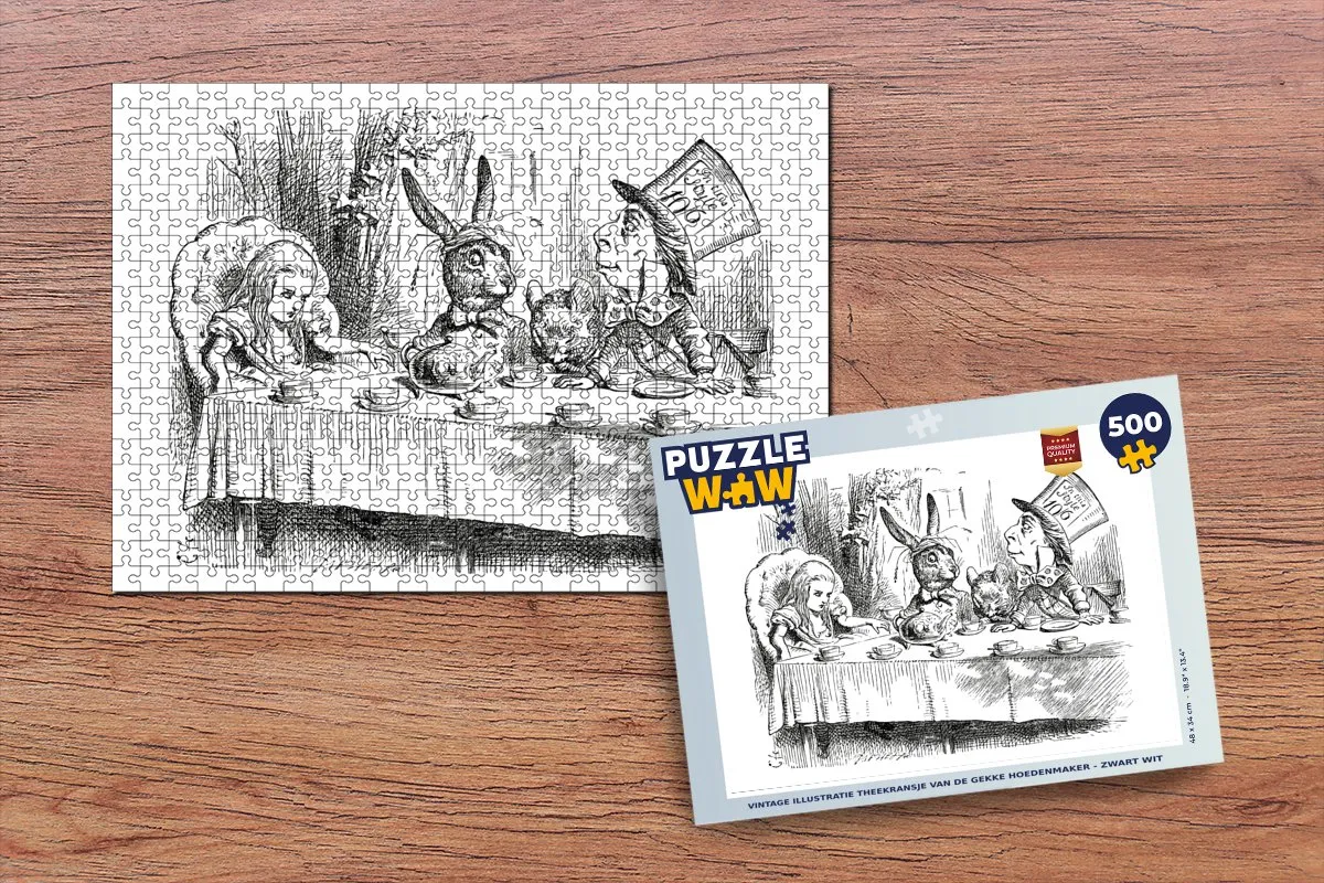 PuzzleWow Legpuzzel Vintage Illustratie Theekransje 500 Stuks - Multicolor