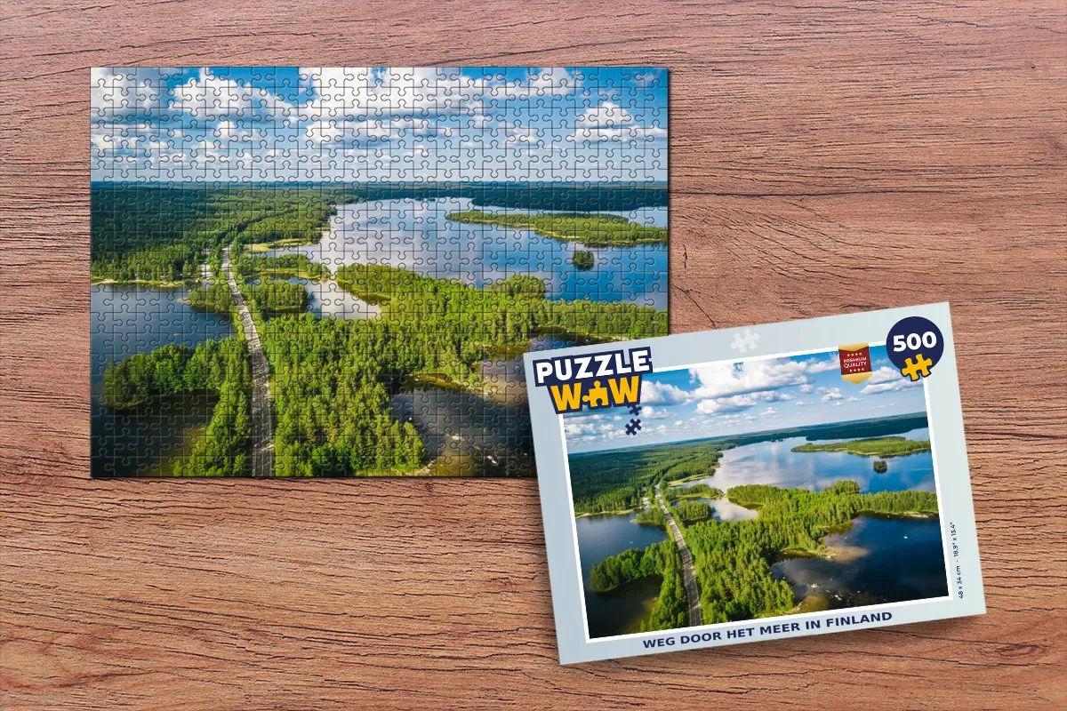 PuzzleWow Weg door het Meer in Finland Legpuzzel 500 Stuks - Multicolor