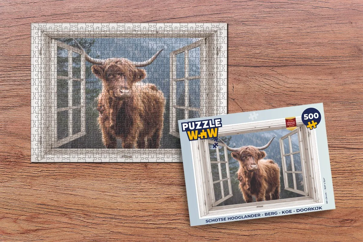 PuzzleWow Schotse Hooglander Legpuzzel 500 Stuks - Multicolor