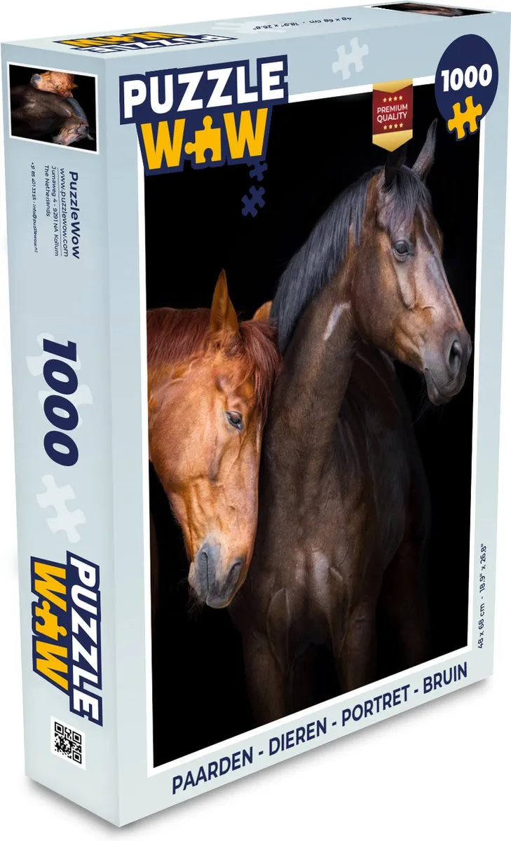 PuzzleWow Paarden Portret Legpuzzel 1000 Stuks - Multicolor