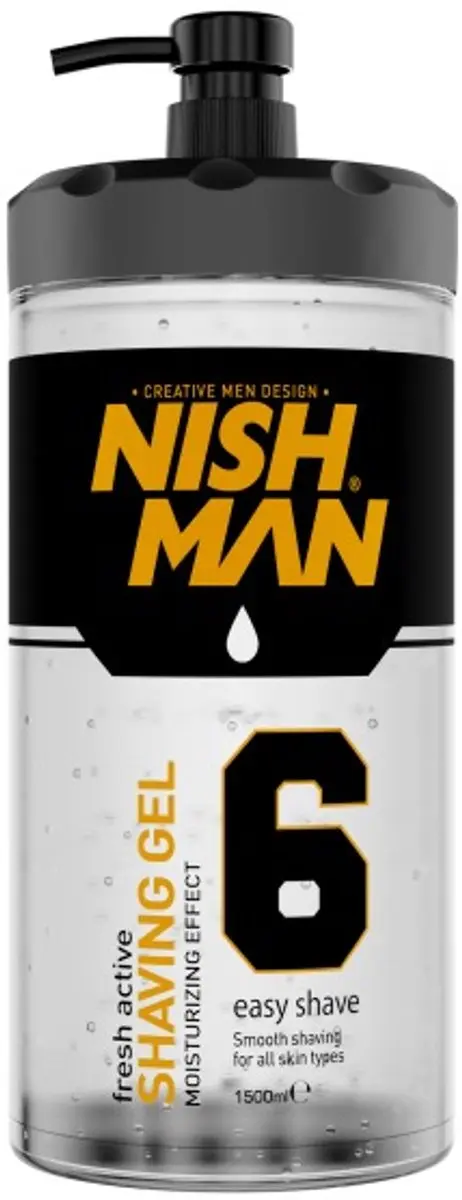 Nishman Scheergel No.06 Fresh Active 1500ml, Transparant Scheergel voor Heren