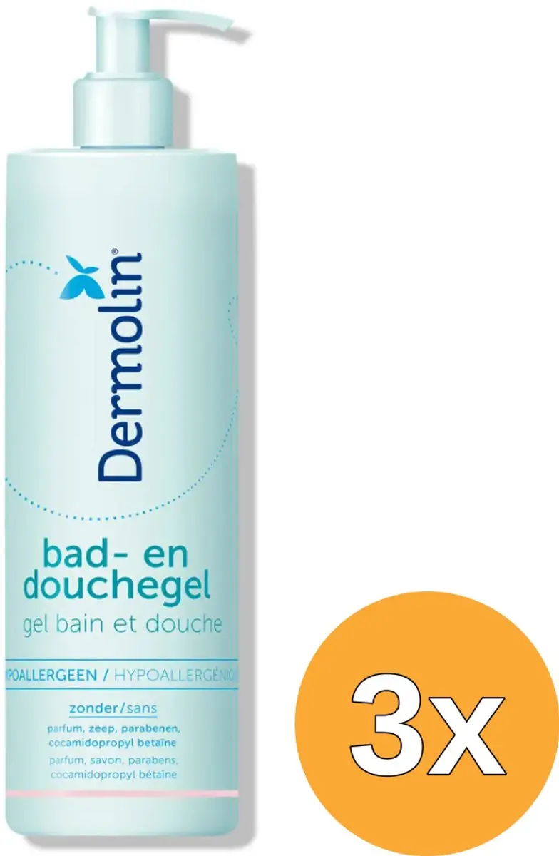 3x Dermolin Bad en Douchegel CAPB Vrij (400 ml)