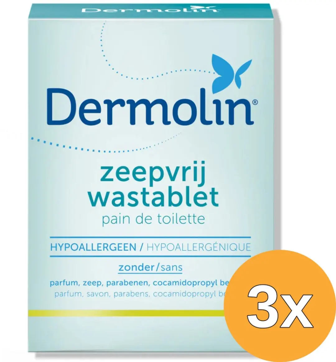 3x Dermolin Zeepvrij Wastablet (100 gr)