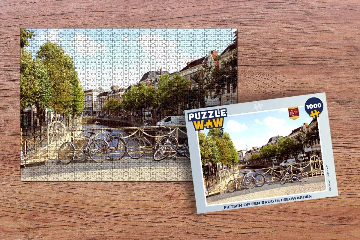PuzzleWow Leeuwarden Brug Fiets Legpuzzel 1000 Stuks - Multicolor