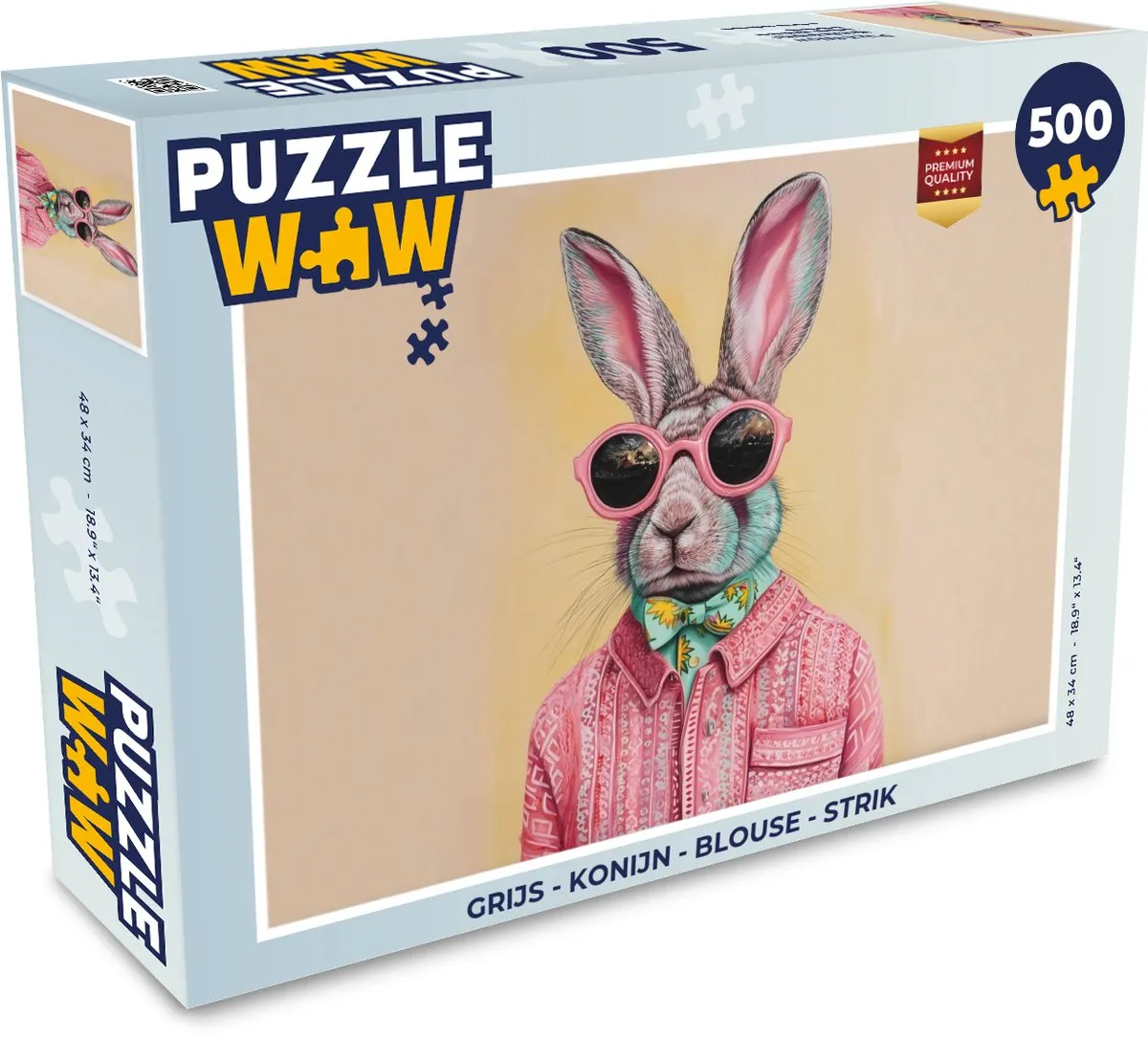 PuzzleWow Konijn Blouse Strik Legpuzzel 500 Stuks