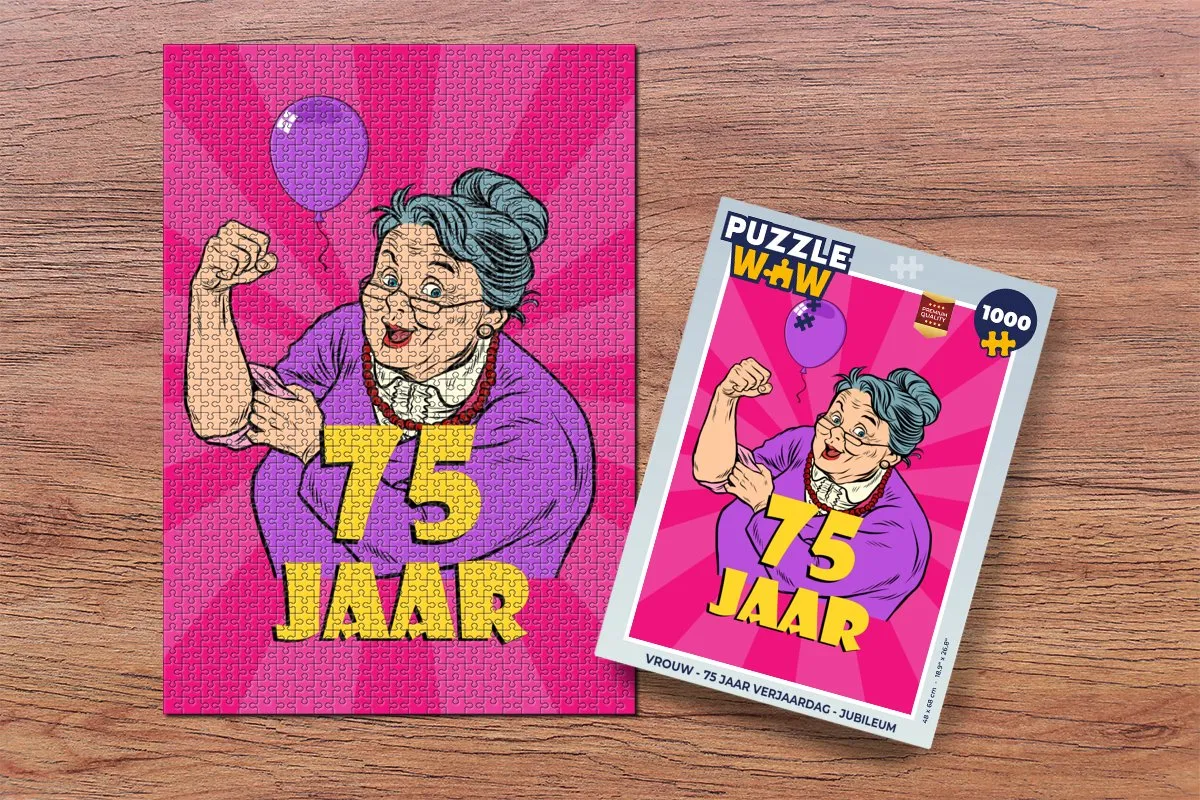 PuzzleWow Puzzel Vrouw 75 Jaar - 1000 Stuks - Multicolor