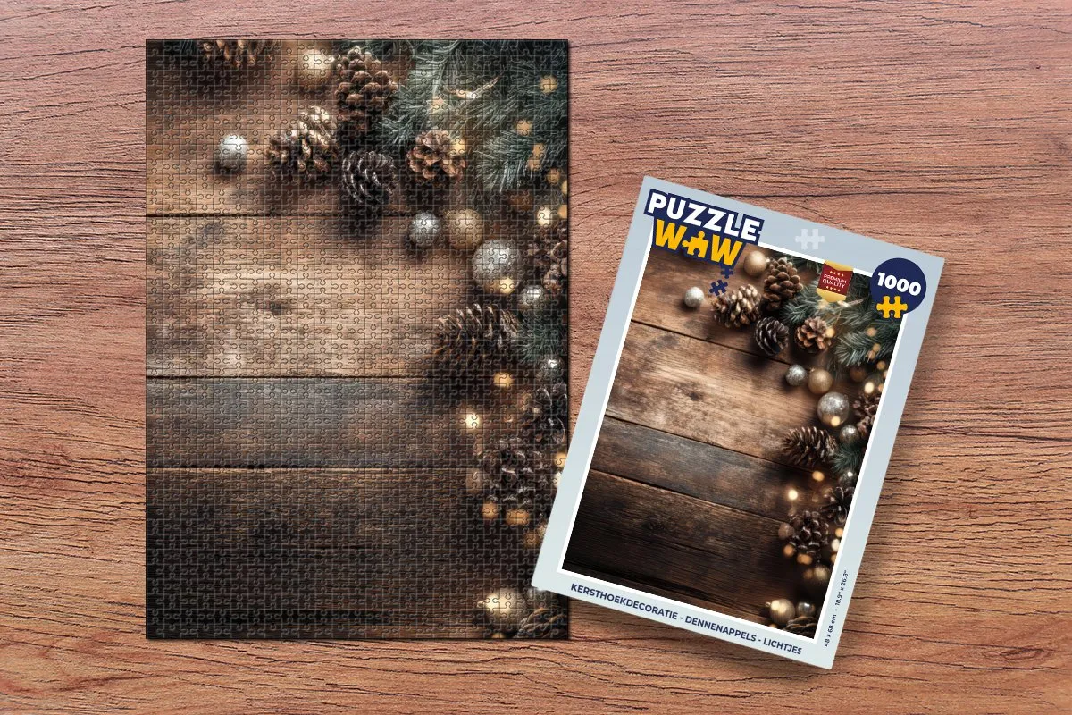PuzzleWow Kerstpuzzel Dennenappels Lichtjes 1000 Stuks - MPN 8721405083734