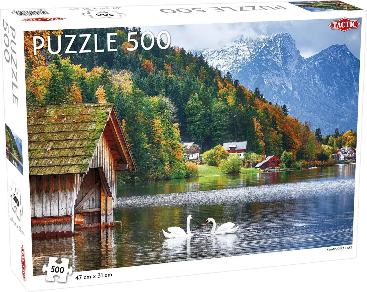 Tactic Landscape: Zwanen op een meer Puzzel 500 Stuks - Multicolor