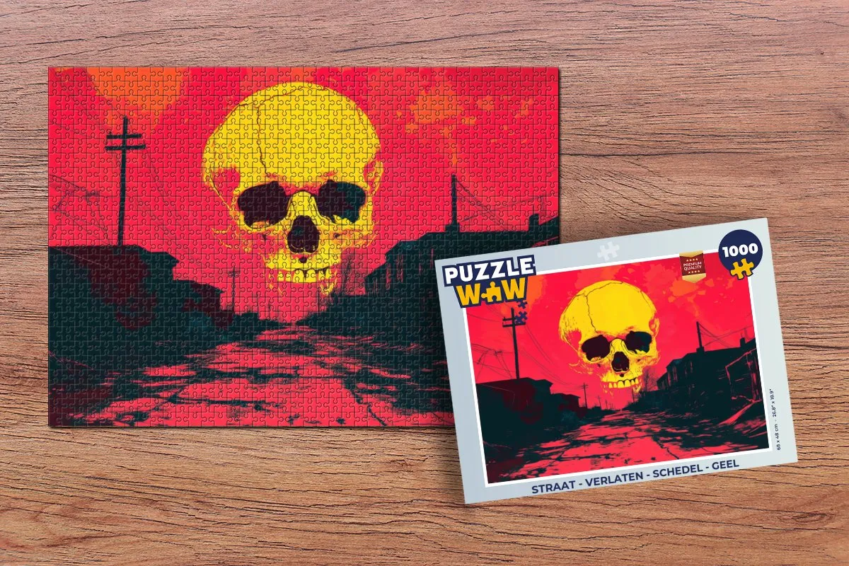 PuzzleWow Verlaten Schedel Legpuzzel 1000 Stuks - Geel