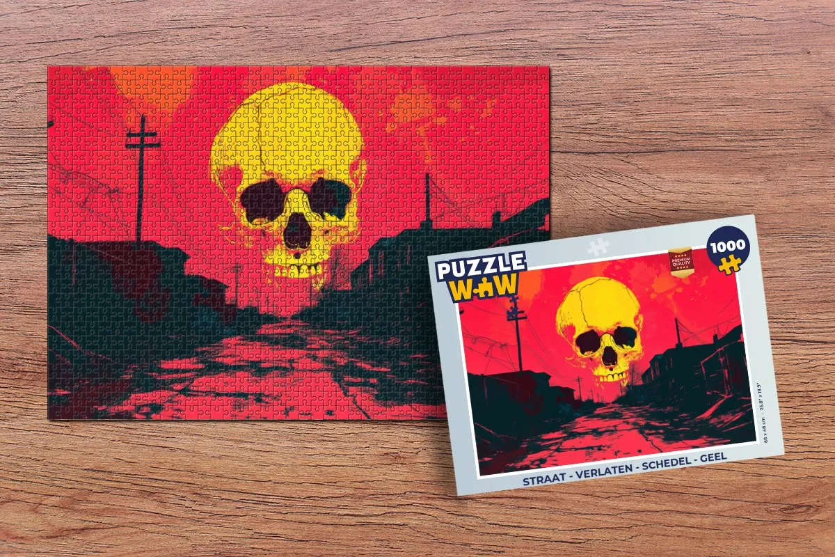 PuzzleWow Verlaten Schedel Legpuzzel 1000 Stuks - Geel