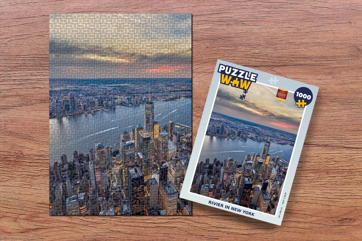 PuzzleWow New York Water Zonsondergang Legpuzzel 1000 Stuks - Multicolor