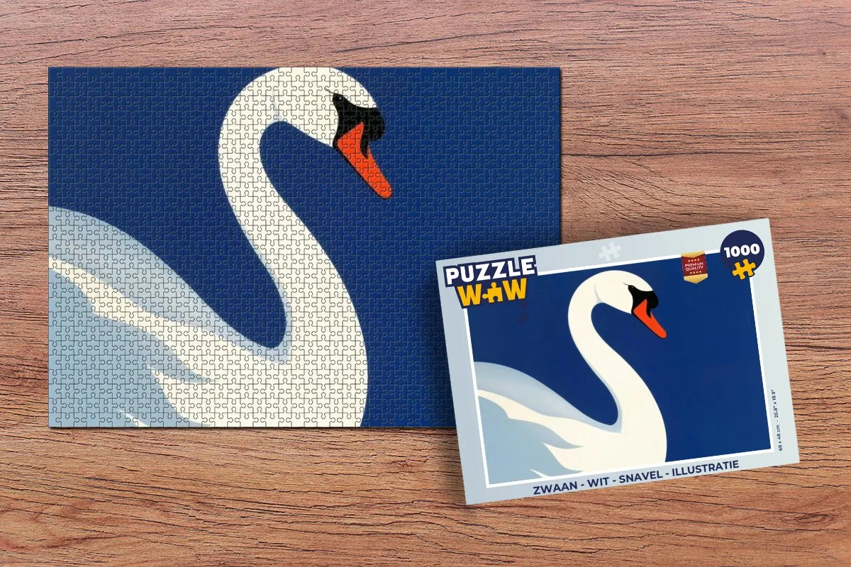 PuzzleWow Zwaan Legpuzzel 1000 Stuks - Wit